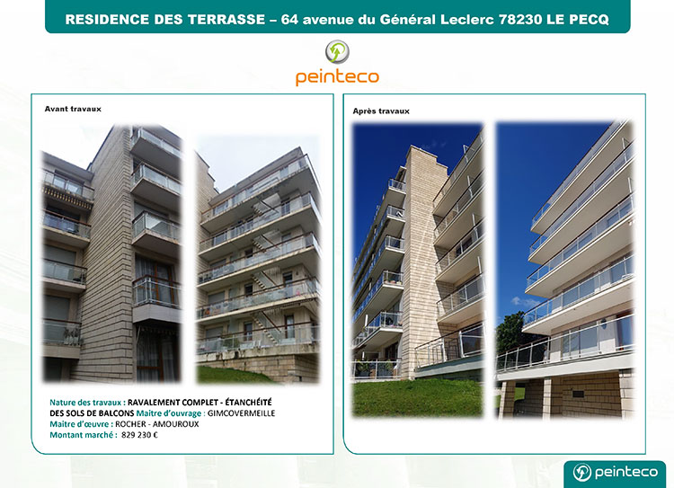 Ravalament de façade Résidence des Terrasses Le Pecq 78